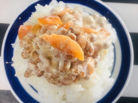 福神漬け納豆マヨご飯